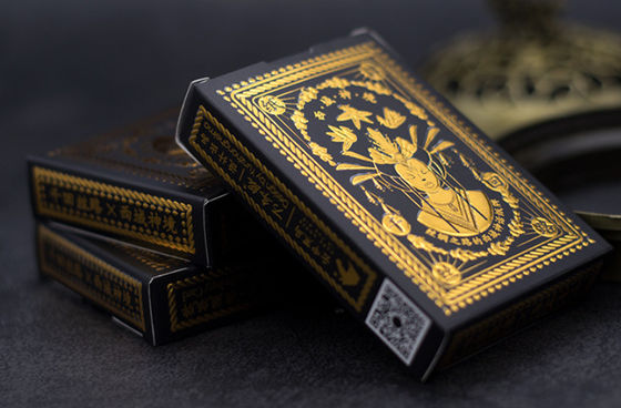 Игральные карты гильзовой бумаги сусального золота немецкие черные с упаковкой коробки сусального золота